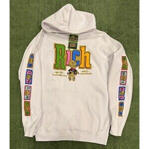 Richie Rich Graphic Pullover Hoodie White Men’s XL Long Sleeve Pockets. NWT